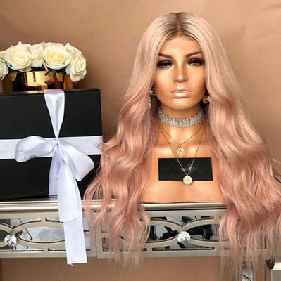 A new type of dyed gradient mid-parted long curly hair synthetic fiber wig for African black people, which is selling well in Europe and America detail image 3