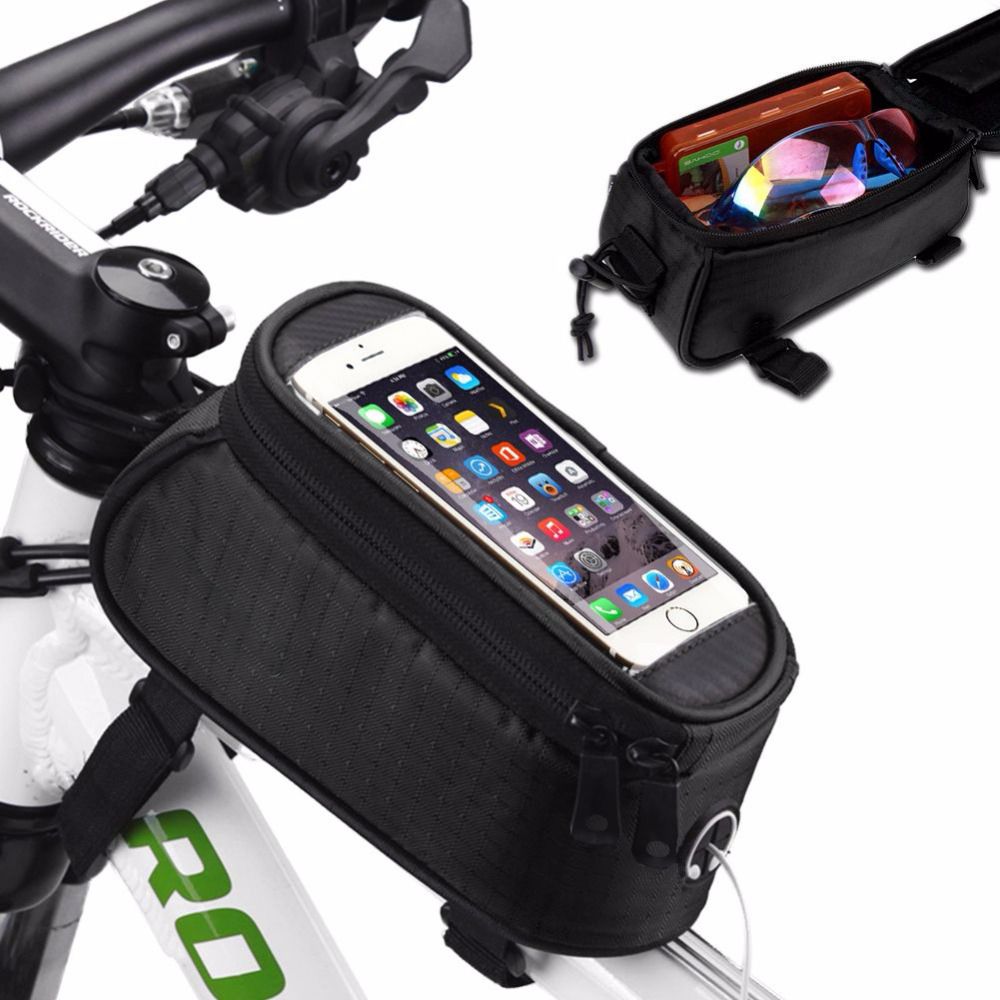 200916 Mountain bike touch screen bag bike mobile phone bag tube bag front beam bag Riding equipment girder front bag