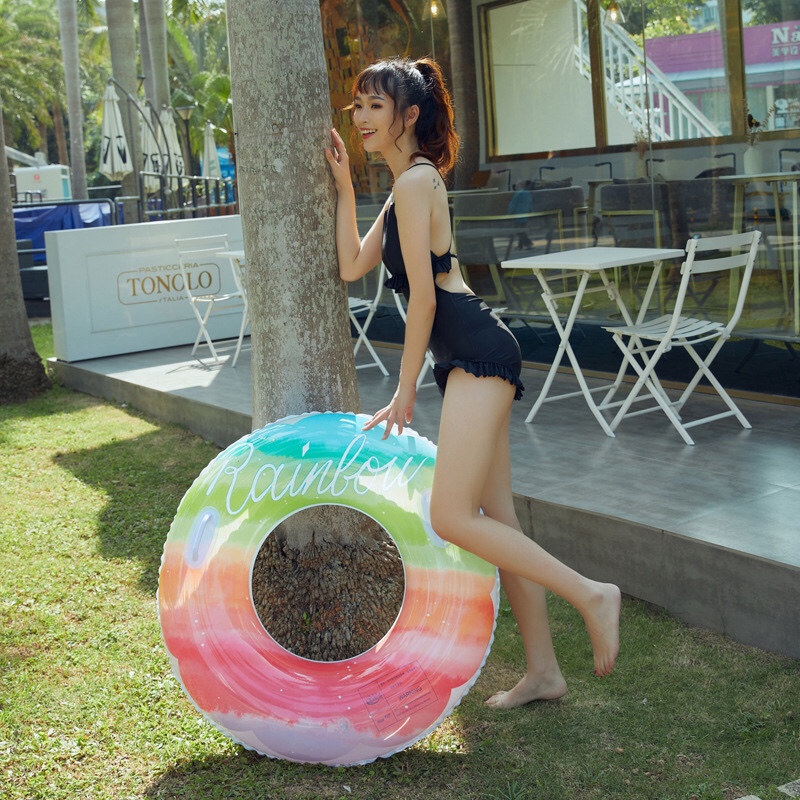 厂家直销 亮片游泳圈透明 彩虹泳圈成人 儿童泳圈 水上充气救生圈01详情图7