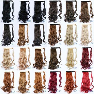 New European and American wig, Velcro, curly ponytail, long curly hair