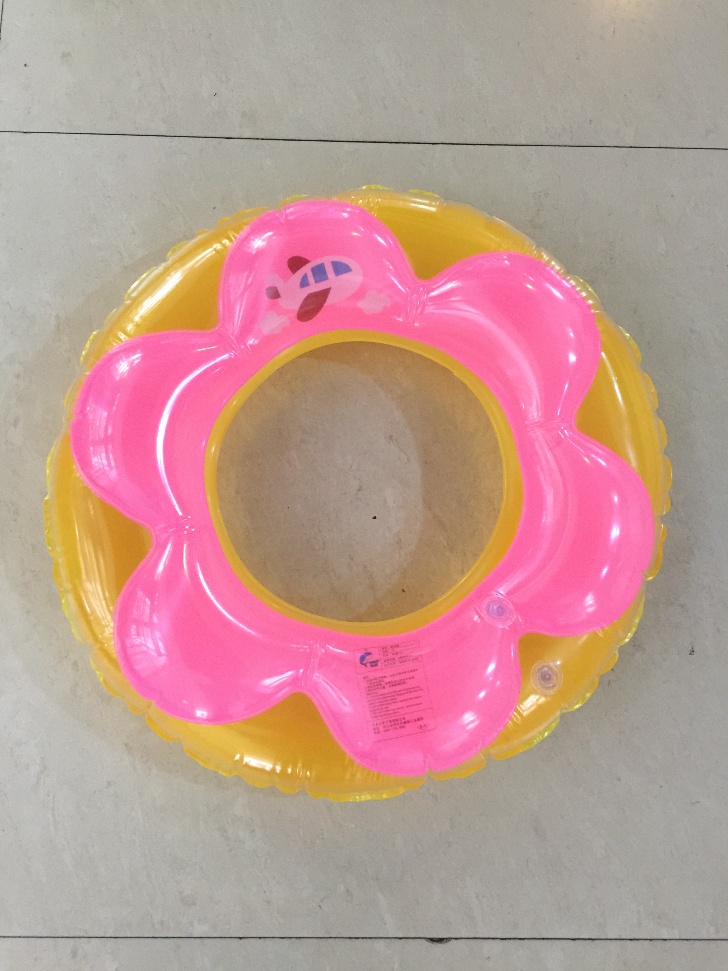 花型双层水晶圈游泳好帮手 宝宝/儿童游泳圈/救生圈/60# 星星绿黄详情7