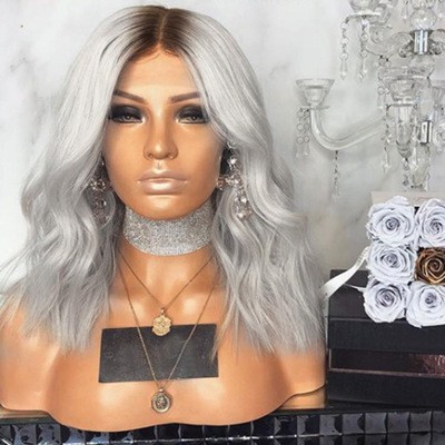 A new type of dyed gradient mid-parted long curly hair synthetic fiber wig for African black people, which is selling well in Europe and America detail image 7