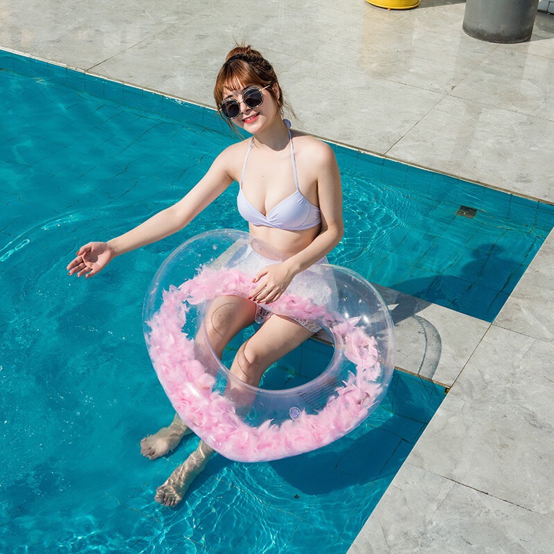 In-stock supply of the new inflatable heart-shaped feather swimming rings and sequined couple heart-shaped water rings that are popular on Instagram Application Scenario