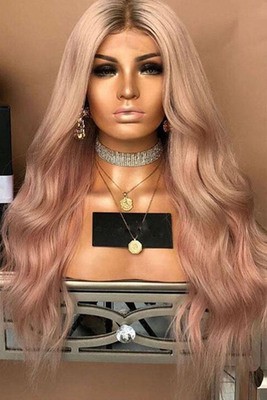 A new type of dyed gradient mid-parted long curly hair synthetic fiber wig for African black people, which is selling well in Europe and America detail image 2