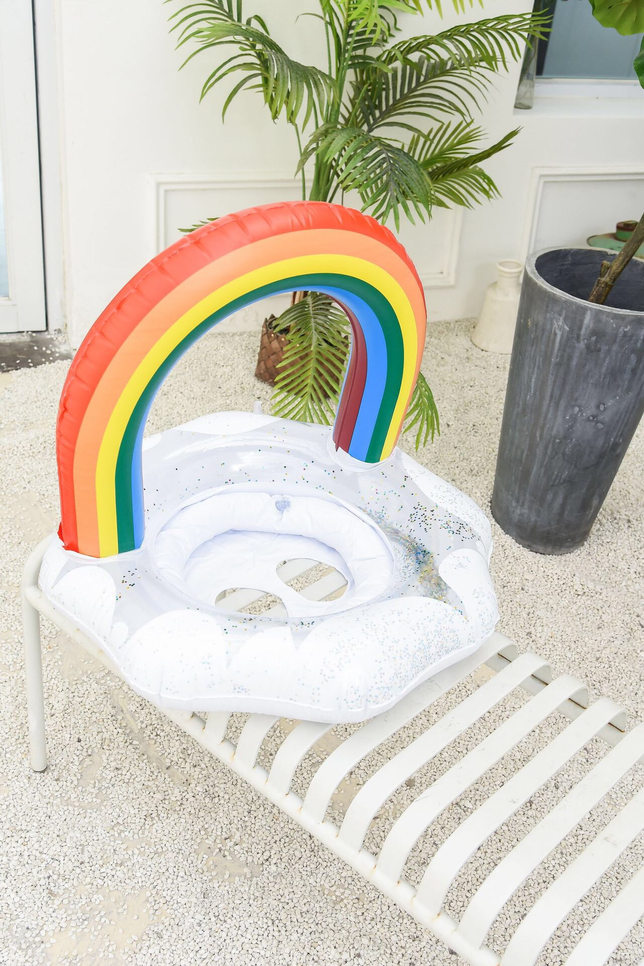 现货供应 ins网红加厚儿童亮片彩虹云朵座圈婴幼儿游泳圈宝宝坐圈详情图4