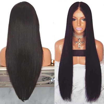 Nuevo estilo de alto grado rosa malla de fibra química cabello negro cabello recto corte medio cabello largo alta temperatura cabeza de seda detail image 4