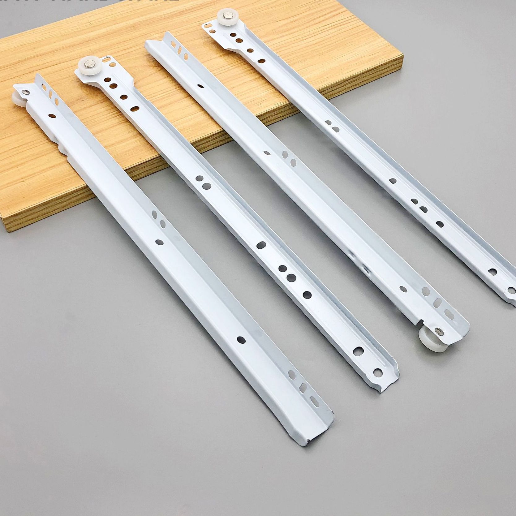 Drawer white slide rail 12-inch two-section guide rail 14-inch cabinet office desk thickened 16-inch guide rail two-section Specification image