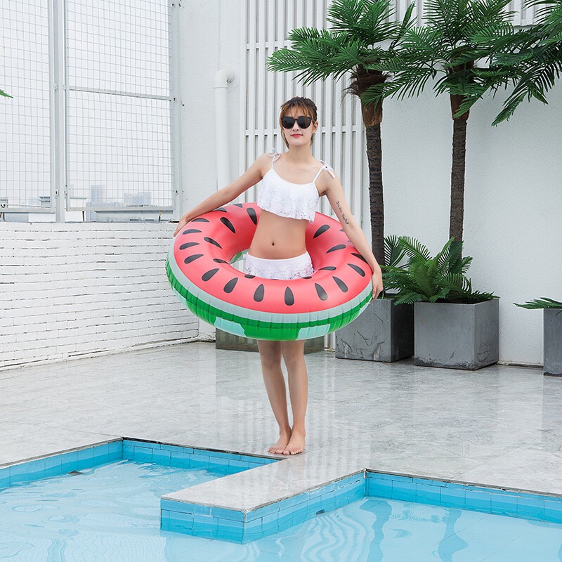Factory direct sales of thickened PVC 120 inflatable watermelon swimming rings in stock Specification image