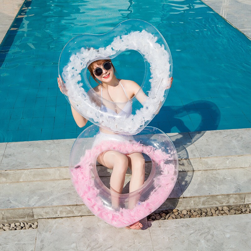 In-stock supply of the new inflatable heart-shaped feather swimming rings and sequined couple heart-shaped water rings that are popular on Instagram undefined
