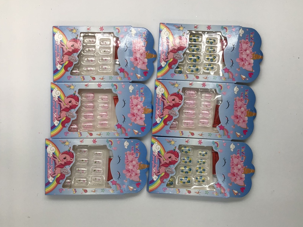 Children's unicorn box color print nail nail plate color mix