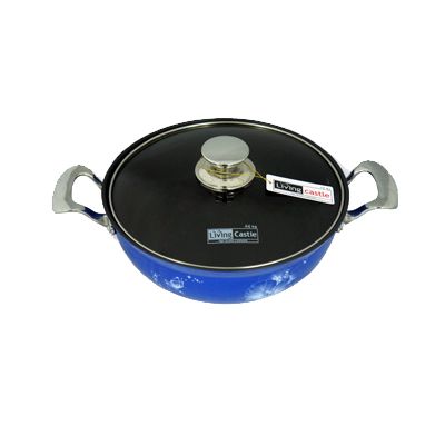 Kitchen Code: Korean imported kitchenware, blue high-purity double-handled shallow soup pot, 26cm