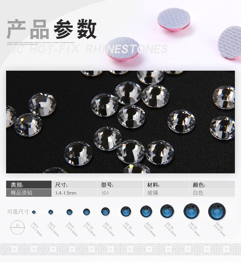 Best-selling accessory: yhb hot diamond round white clothing, wedding dress decoration, nail drill diy detail image 2