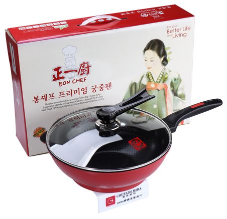 Kitchen Code: Korean imported kitchenware, Red Jeong Il Chok Ceramic wok, 30cm (lid not included) Specification image