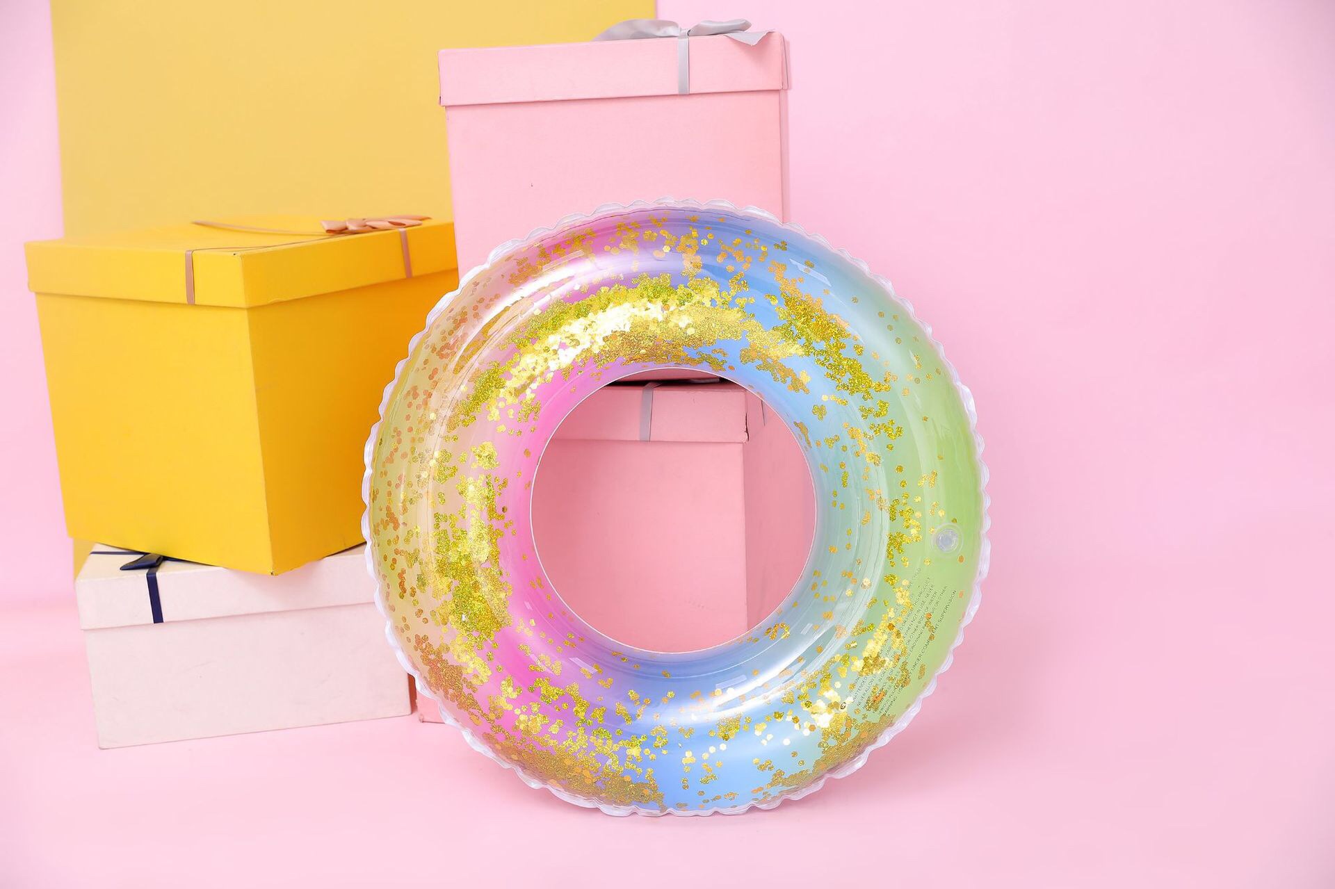 Factory direct sales of sequined swimming rings, transparent rainbow swimming rings, adult and children's swimming rings, and inflatable life buoys for water undefined
