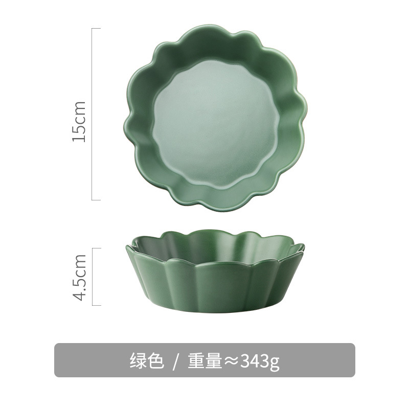 北欧简约纯色陶瓷花形碗家用饭碗烤碗水果碗沙拉碗甜品碗单个日式细节图