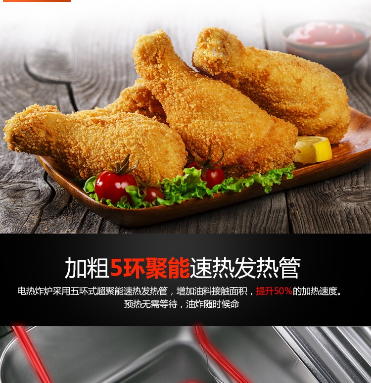 82 Double-cylinder double-sieve electric fryer, fried chicken legs, chicken wings, French fries fryer pot pic 8