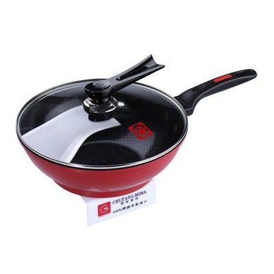 Kitchen Code: Korean imported kitchenware, Red Jeong Il Chok Ceramic wok, 30cm (lid not included) detail image 1