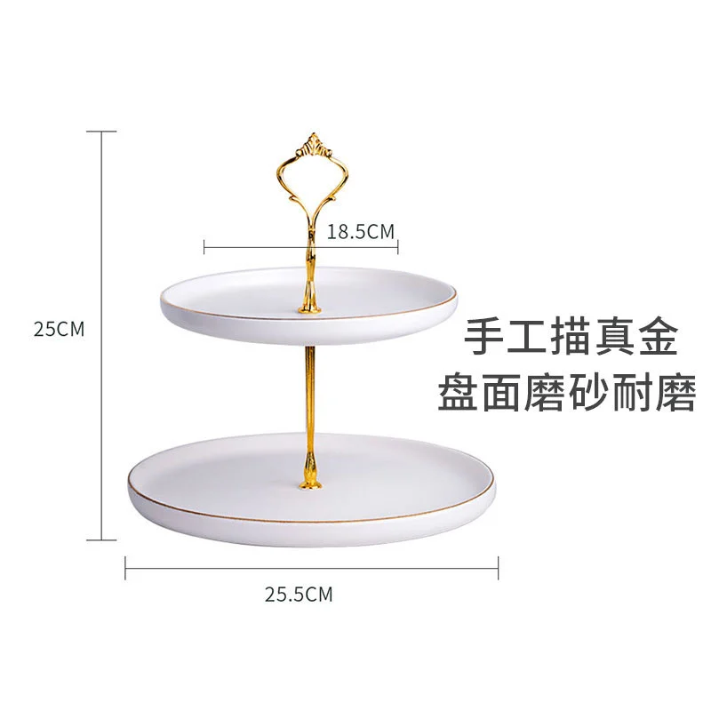 One-piece delivery: dark green European-style three-layer pastry plate, afternoon tea double-layer fruit plate, ceramic tableware, cake plate detail image 4