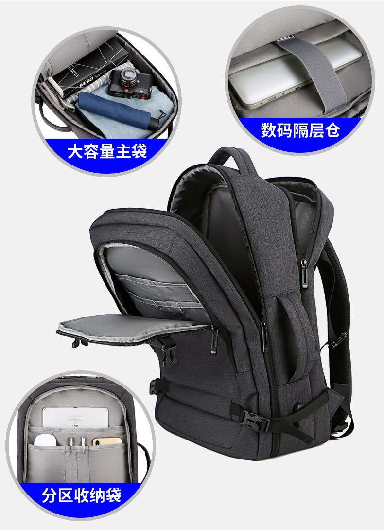New large-capacity backpack for outdoor travel, Oxford cloth multi-functional USB computer backpack for male and female students detail image 6
