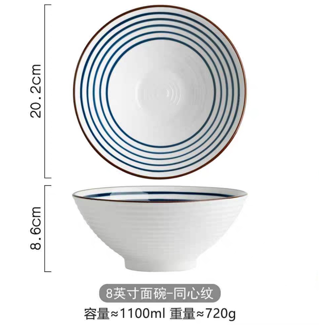 日式面馆陶瓷大汤面碗家用牛肉面碗拌面泡面拉面碗复古水果沙拉碗详情图7