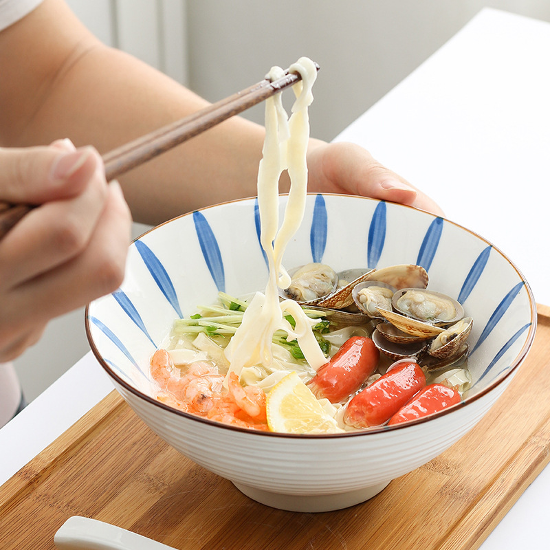 日式面馆陶瓷大汤面碗家用牛肉面碗拌面泡面拉面碗复古水果沙拉碗详情图5