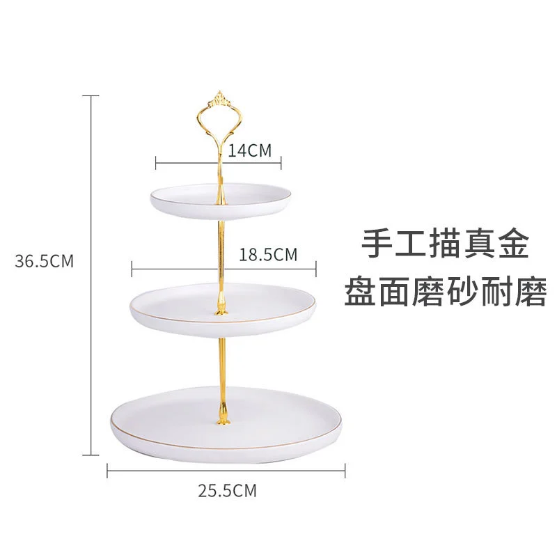One-piece delivery: dark green European-style three-layer pastry plate, afternoon tea double-layer fruit plate, ceramic tableware, cake plate detail image 2