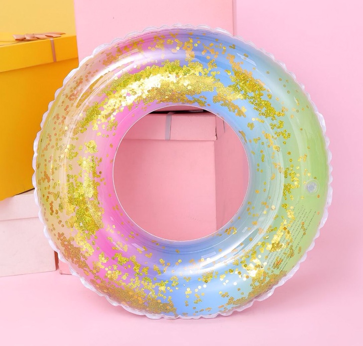 Factory direct sales of sequined swimming rings, transparent rainbow swimming rings, adult and children's swimming rings, and inflatable life buoys for water