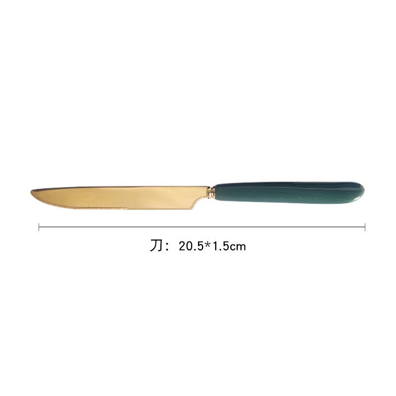 Nordic retro ins304 stainless steel peacock green Western cuisine knives, steak tableware, knife, fork and spoon set for merchants undefined