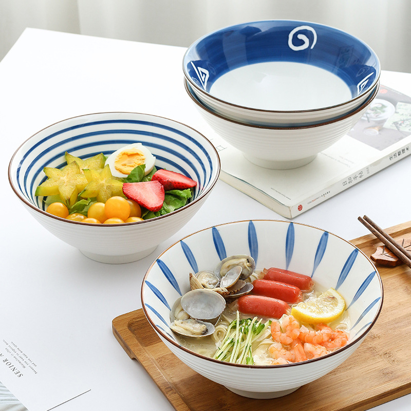 日式面馆陶瓷大汤面碗家用牛肉面碗拌面泡面拉面碗复古水果沙拉碗详情图3