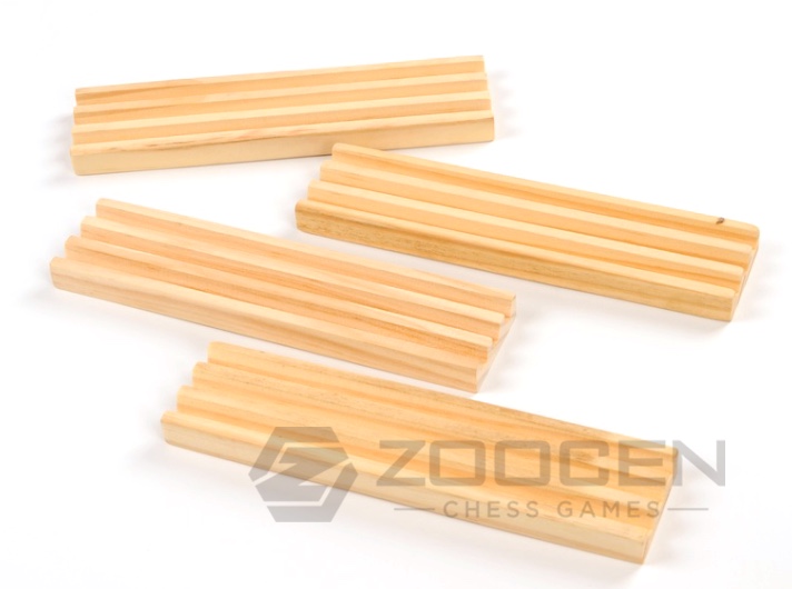 Two Racks of 12 dominoes and the tray ZOOCEN 4 Rolid Wooden Domino were Racks Application Scenario