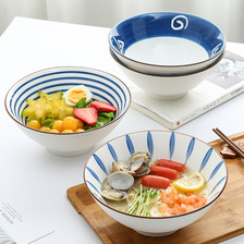 日式面馆陶瓷大汤面碗家用牛肉面碗拌面泡面拉面碗复古水果沙拉碗