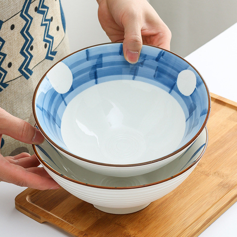 日式面馆陶瓷大汤面碗家用牛肉面碗拌面泡面拉面碗复古水果沙拉碗详情图9
