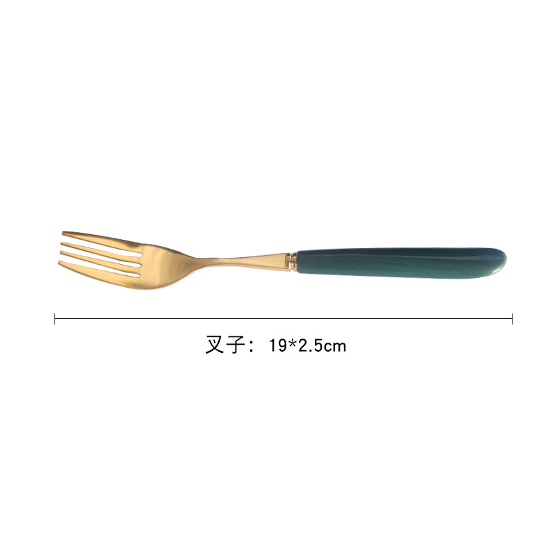 Nordic retro ins304 stainless steel peacock green Western cuisine knives, steak tableware, knife, fork and spoon set for merchants detail image 5