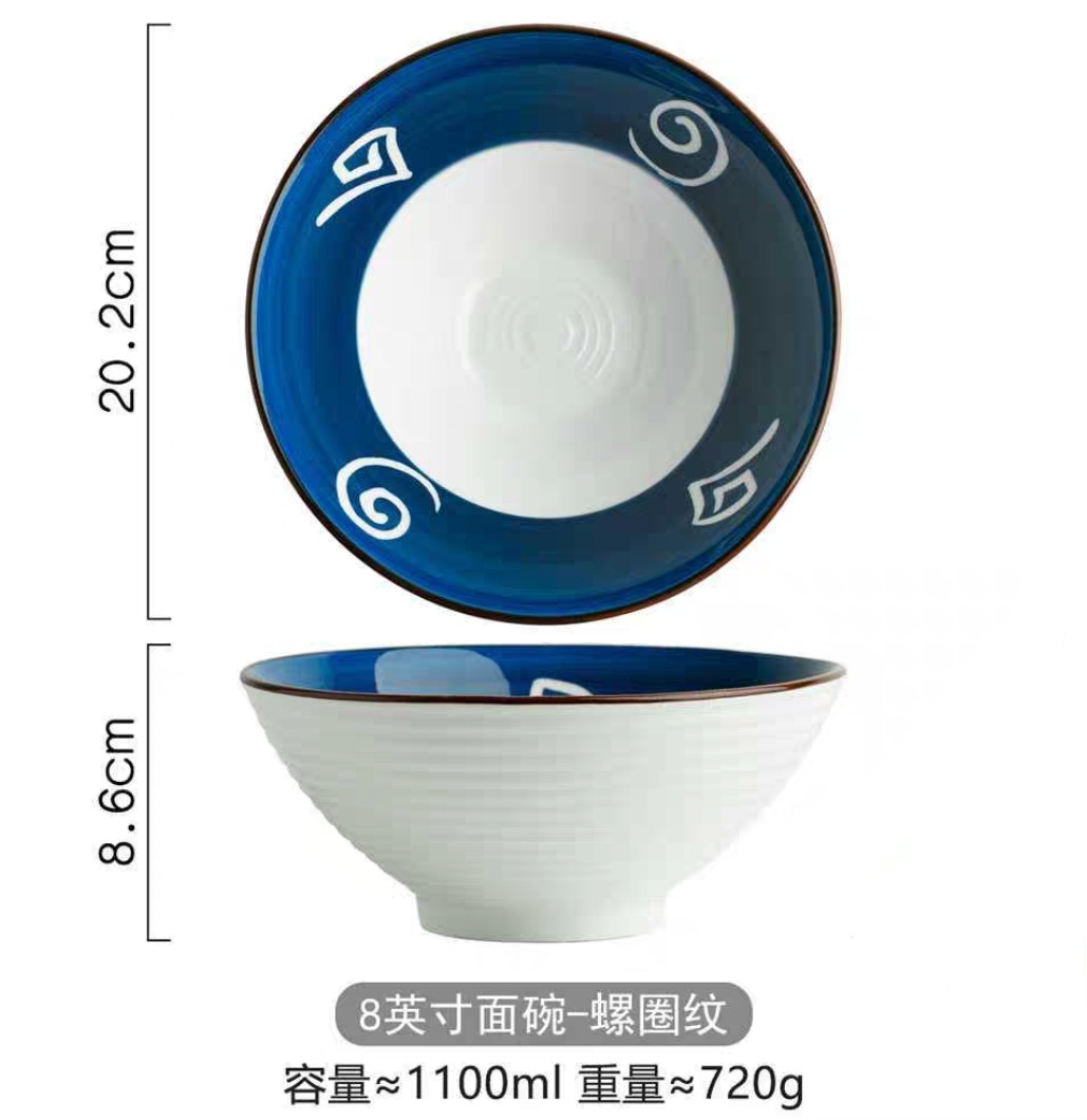 日式面馆陶瓷大汤面碗家用牛肉面碗拌面泡面拉面碗复古水果沙拉碗详情图6