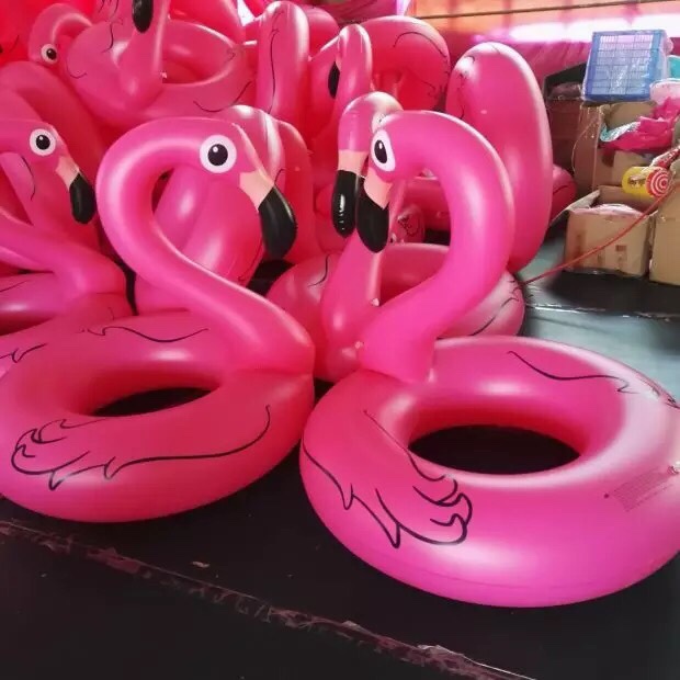 Factory wholesale 90cm inflatable PVC flamingo swimming rings and unicorn mount water rings undefined