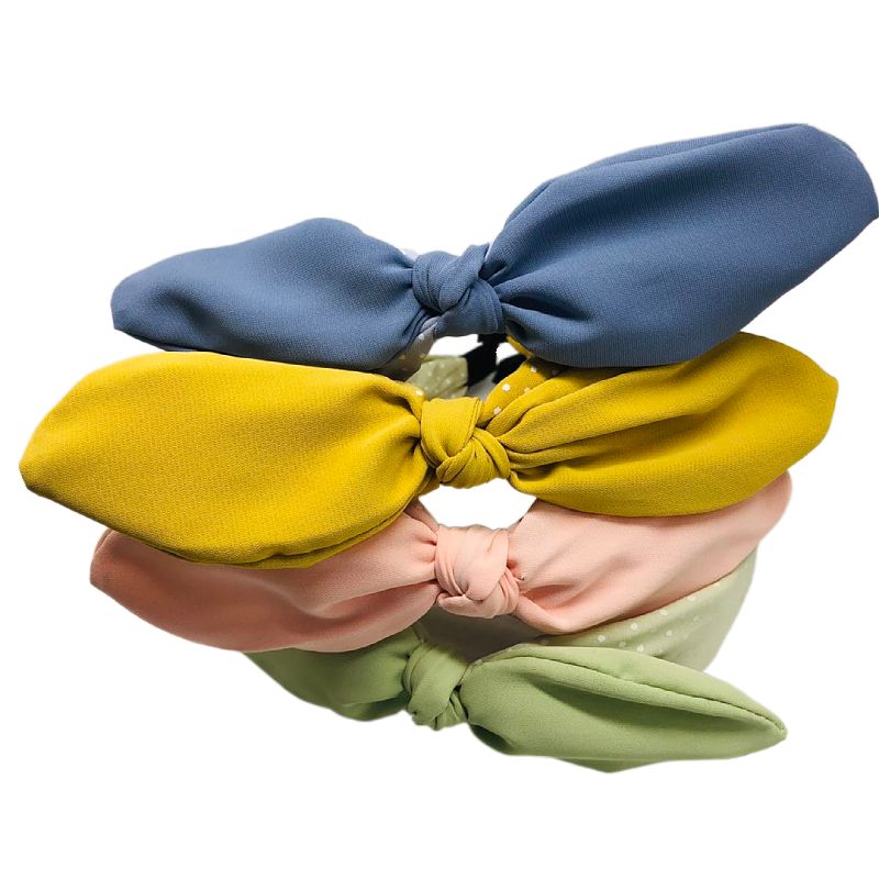 South Korea's new polka-dot bow headband wide edge grotto headband face small lace yarn rabbit ears hair clip headband Item Picture