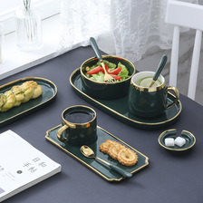北欧陶瓷北欧陶瓷早餐餐具套装一人食网红创意菜盘西餐盘子下午茶餐具欧式