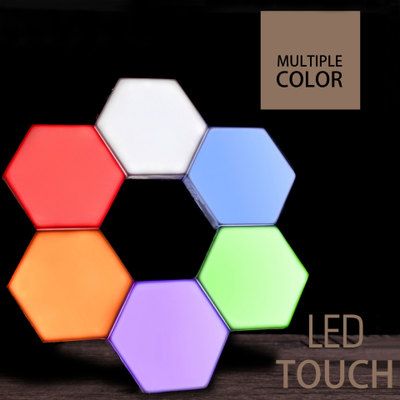 抖音创意RGB触摸感应量子灯蜂窝灯壁灯LED小夜灯拼接组合蜂巢灯