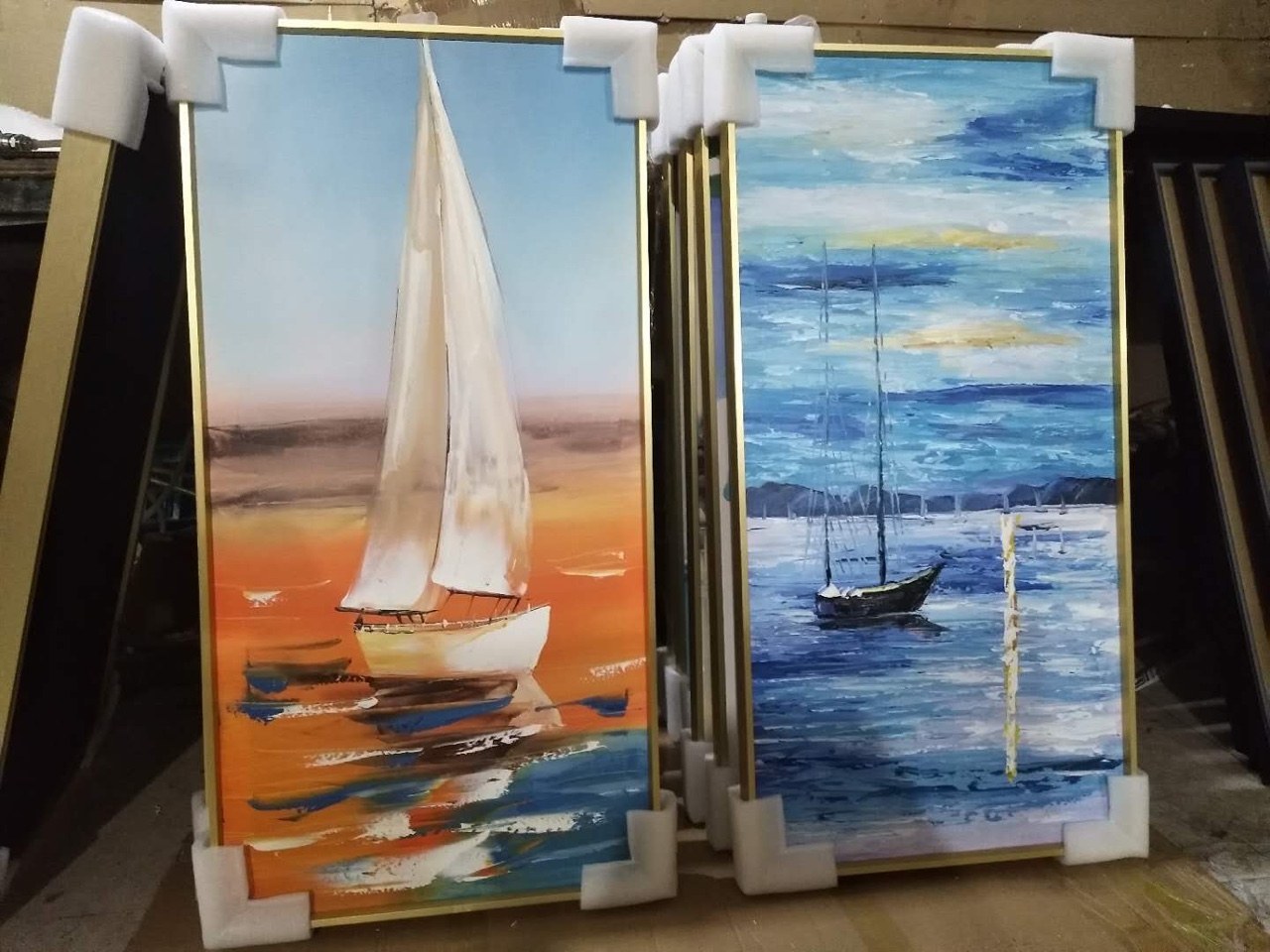 现代简约油画海洋关系列铝合金纯手绘装饰画