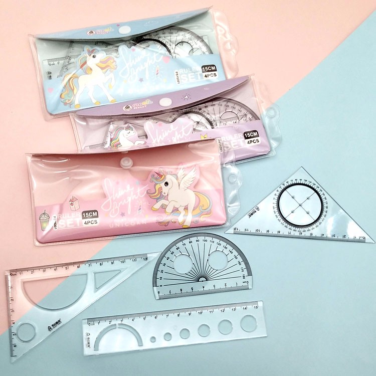Factory direct sales 15cm Unicorn ruler set, cute Korean version, fresh and creative ruler set detail image 4