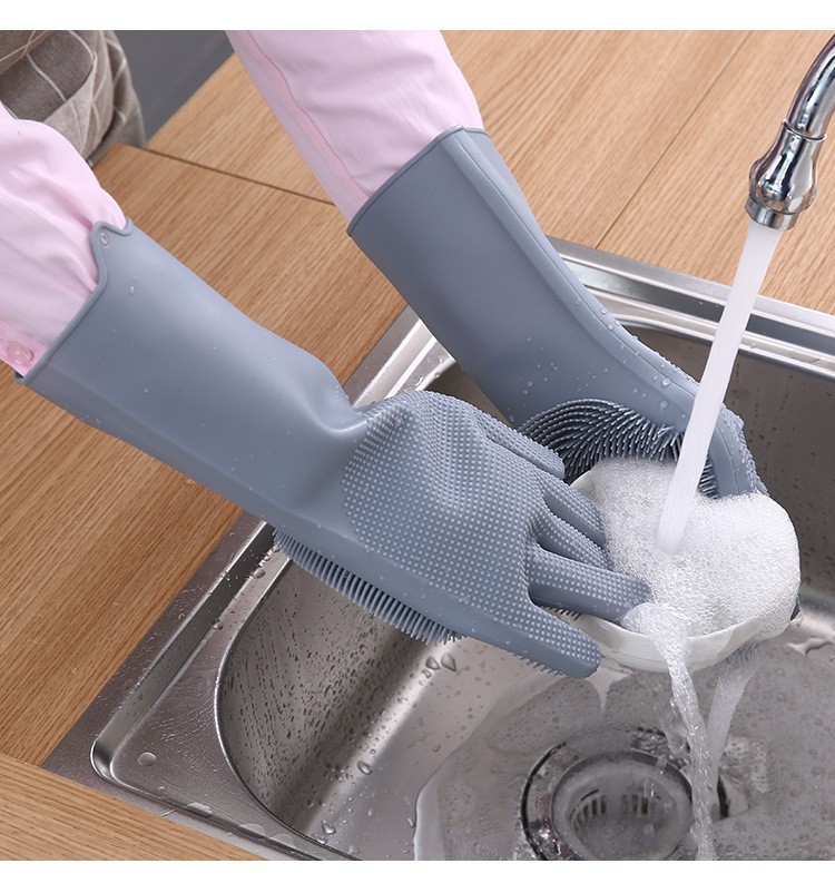 厂家直销多功能厨房家务刷碗神器隔热防水硅胶手套洗碗手套详情10