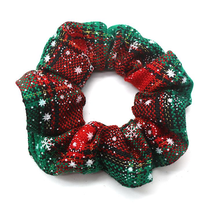 日韩系新款时尚ins风圣诞绒布大肠圈 圣诞节发圈 松紧带女士发饰细节图