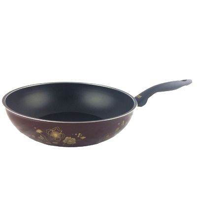 Kitchen code: Korean imported kitchenware, wine red universal non-stick wok, 32cm