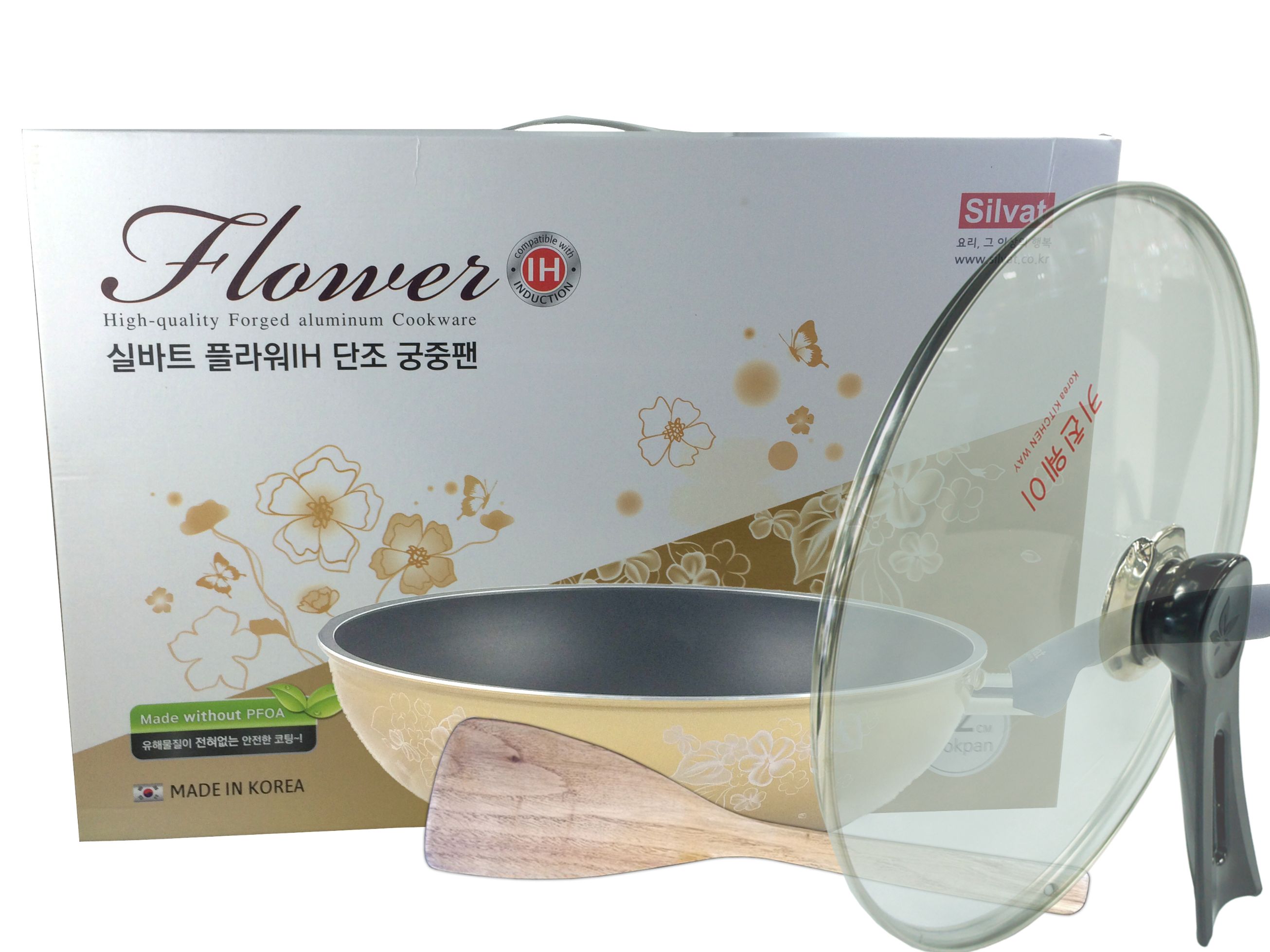 Kitchen Code: Korean imported kitchenware, golden yellow universal non-stick wok, 30cm Specification image