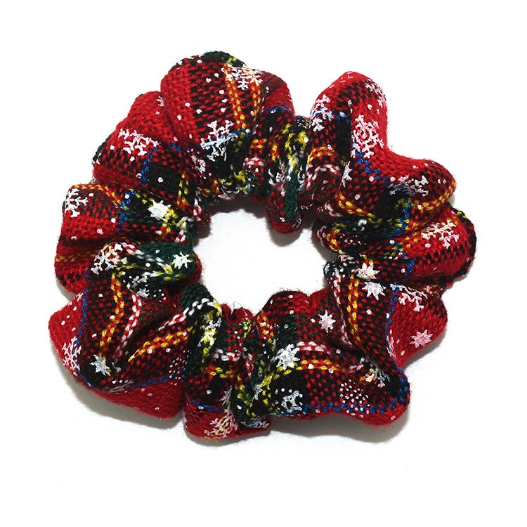 日韩系新款时尚ins风圣诞绒布大肠圈 圣诞节发圈 松紧带女士发饰详情图2