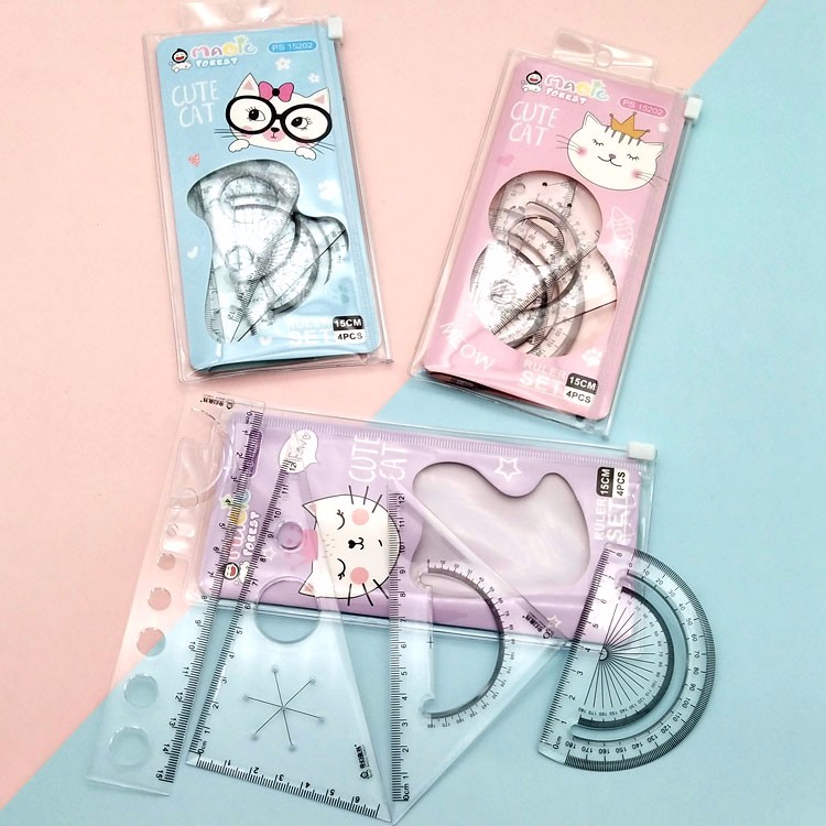 Wholesale Fantasy Forest plastic sleeve ruler multi-functional primary school ruler set pic 4