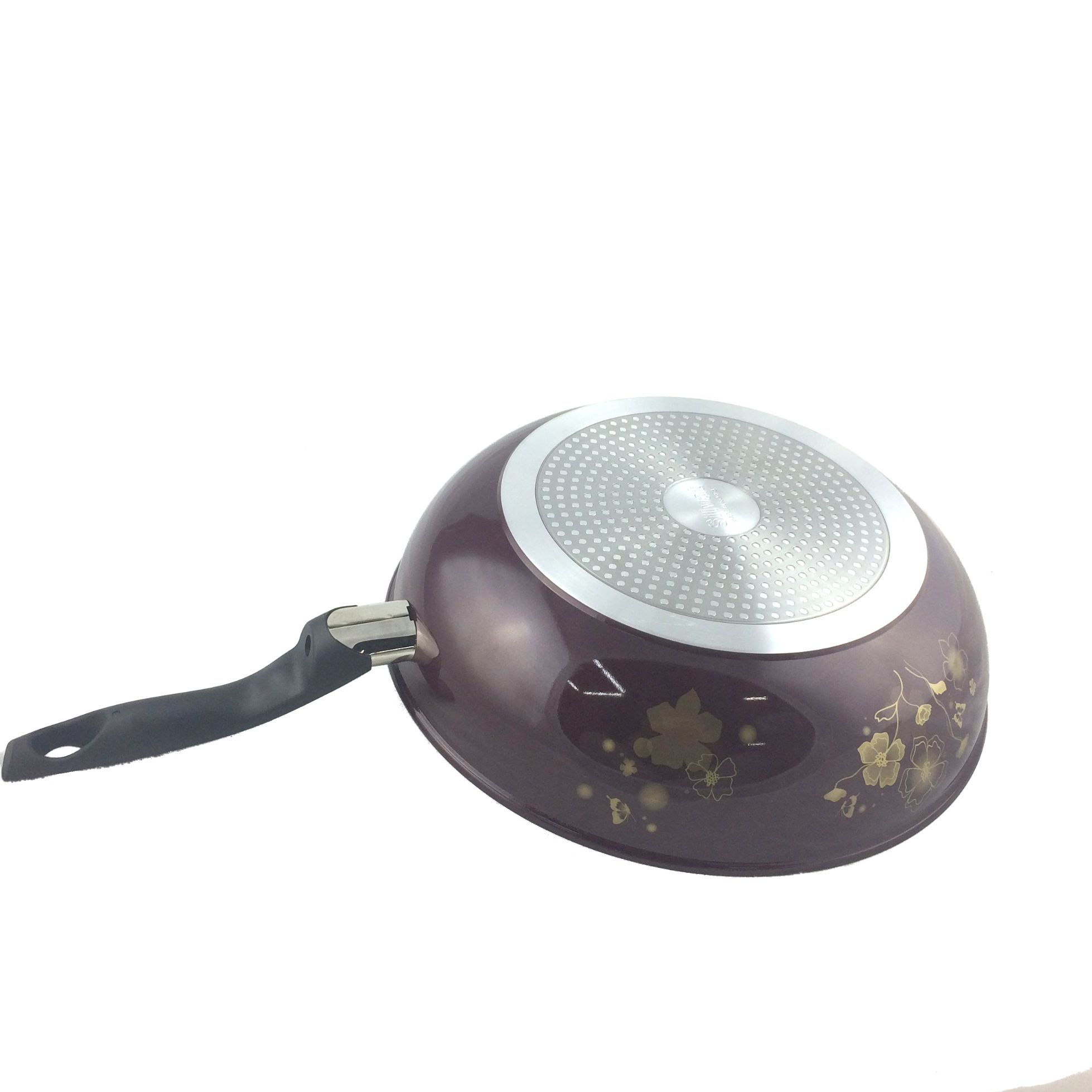 Kitchen code: Korean imported kitchenware, wine red universal non-stick wok, 30cm details Picture