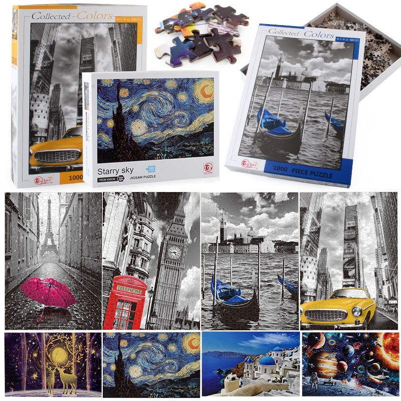 Cross-border source adult 1000 pieces of 3D building blocks puzzle starry sky deep forest Elk New York street puzzle factory direct sales thumbnail