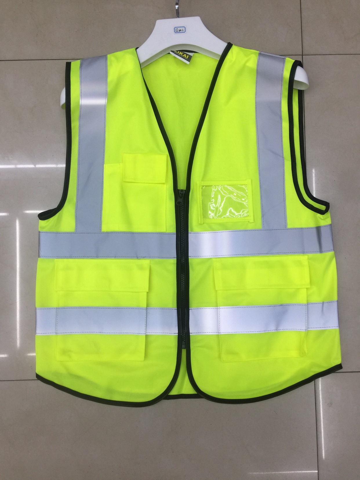 反光背心施工程荧光马甲多口袋交通路政安全衣服可印字，货号002针织面料6色混细节图