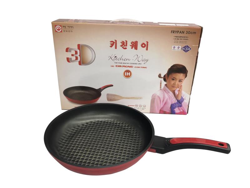Kitchen Code: Korean Imported Kitchenware 3D Universal Red Diamond Frying Pan 30cm (Lid not included) Item Picture
